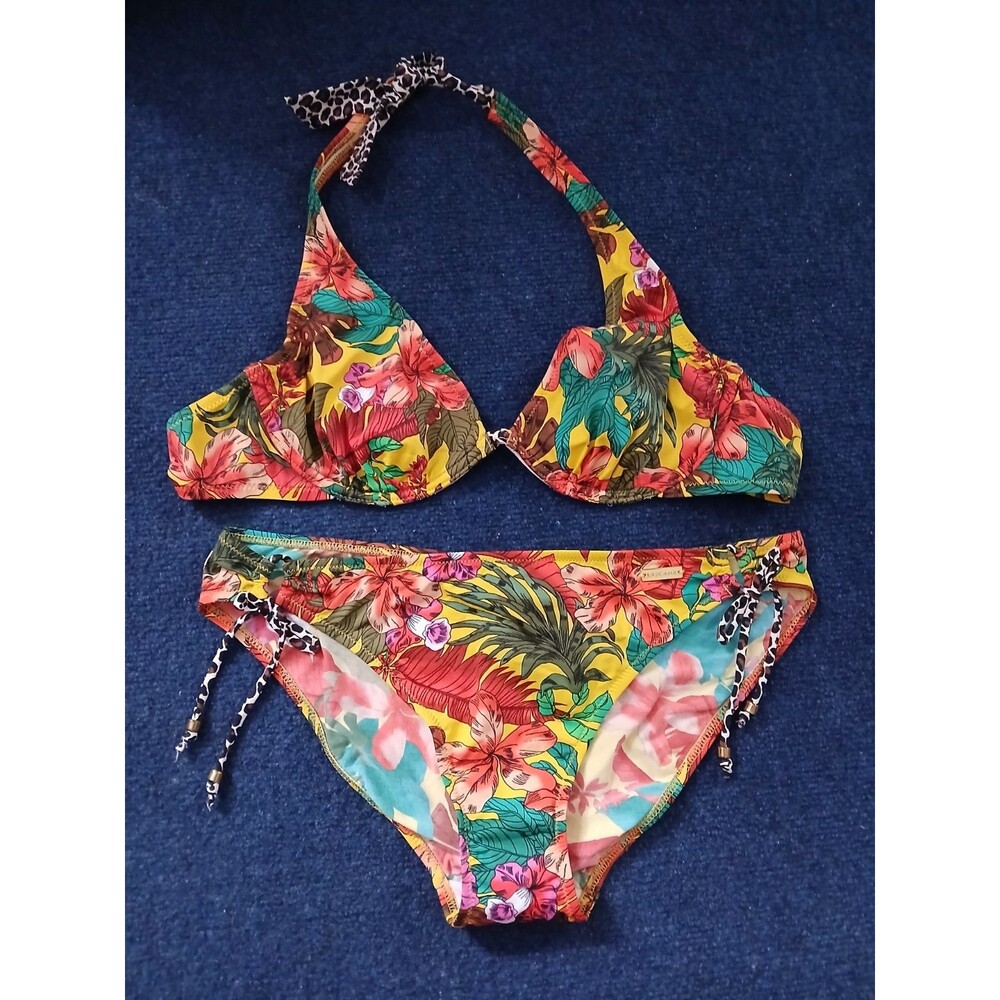 Lascana Yellow Tropical Bikini Set 36C /8 NWT - Picture 1 of 6